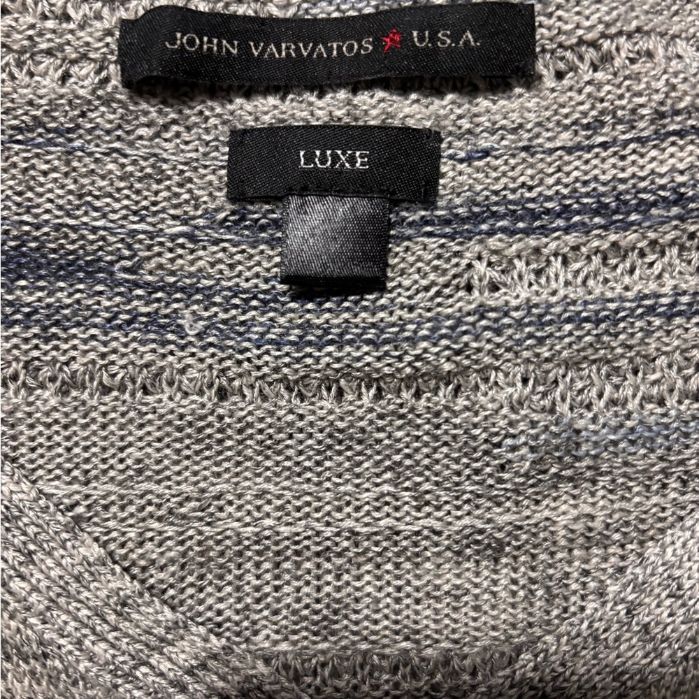 John Varvatos V-Neck Sweater in Gray and Blue